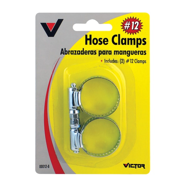 Victor 1/2 in. 1-1/4 in. SAE 12 Silver Hose Clamp Stainless Steel Band, PK2 22-5-00012-8 - main